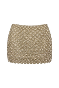 Stone Sequin and Pearl Golden Mini Skirt