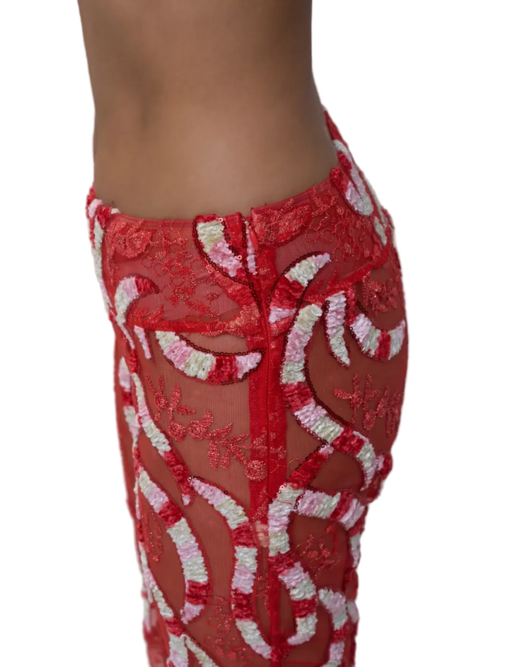 Red Velvet and Embroidered Trousers