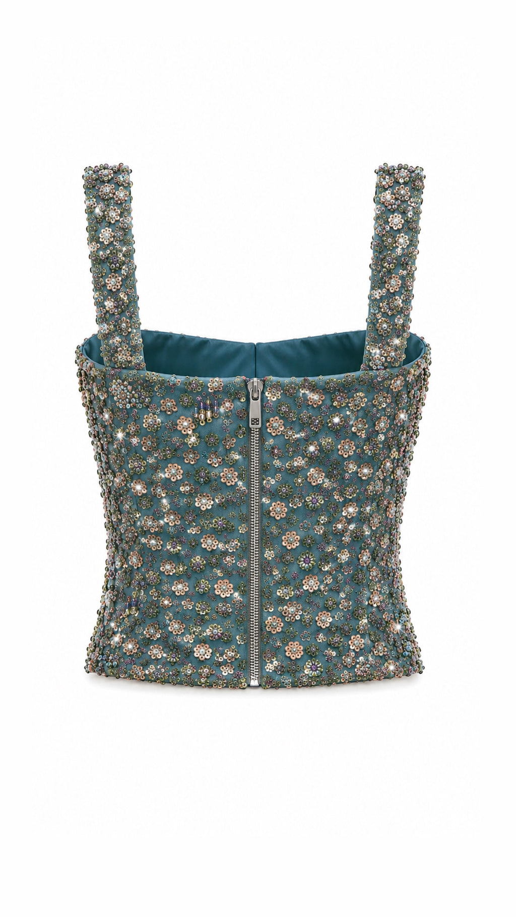 Green Flower Detailed Crystal Corset