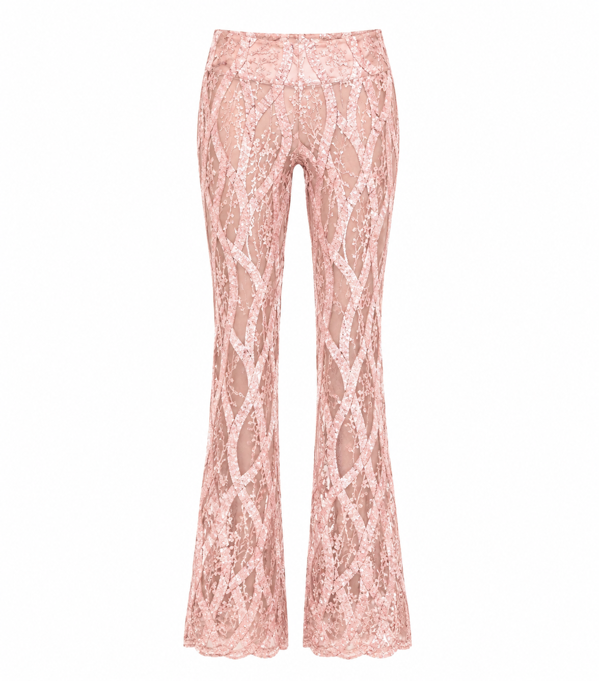 Rose Gold Velvet and Embroidered Trousers