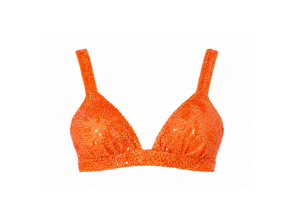 Orange Embroidered Bra Top