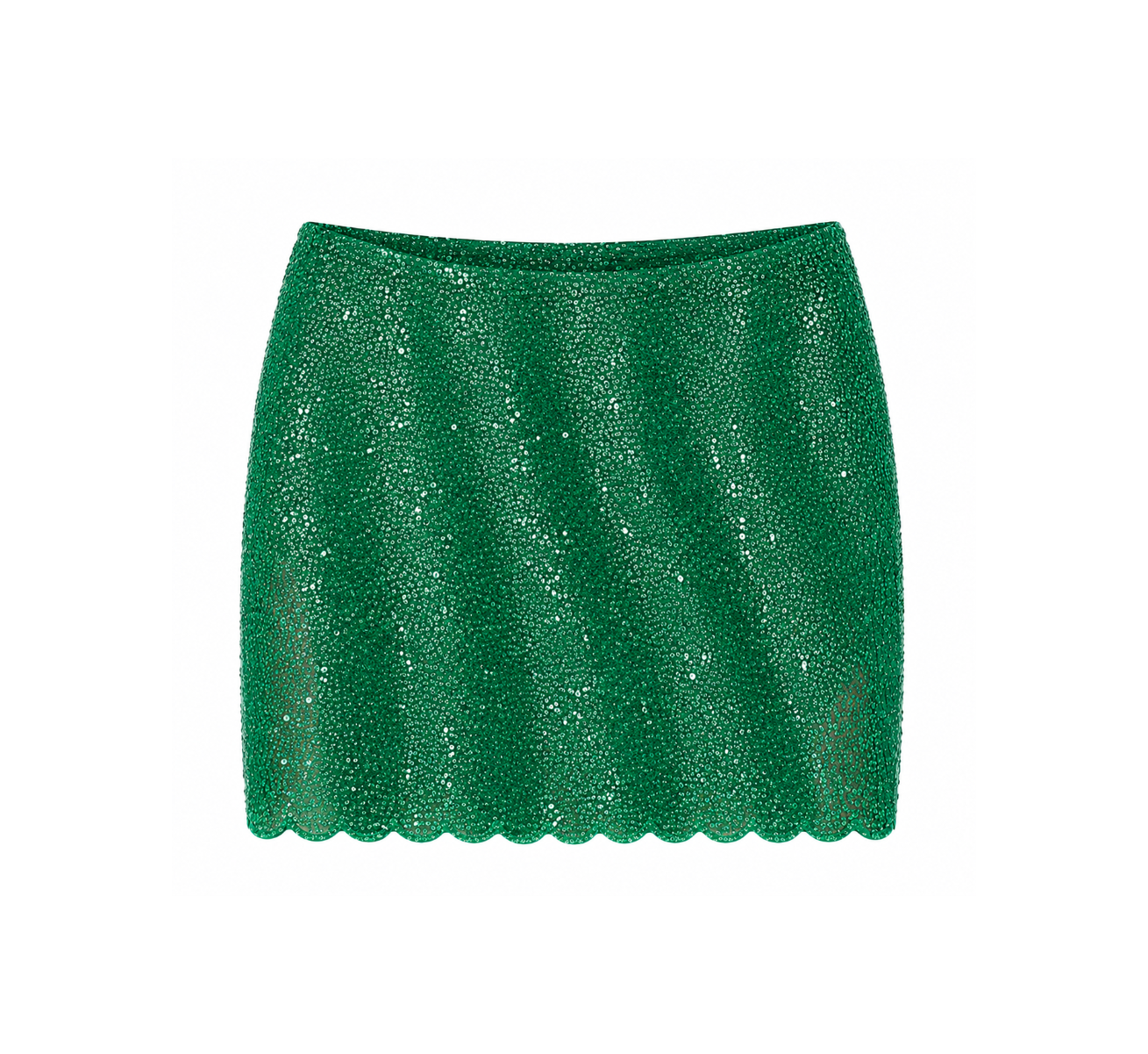 Green Embroidered Mini Skirt