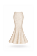 Cream Crochet Flower Detailed Mermaid Skirt