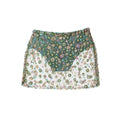 Green Flower Detailed Crystal Mini Skirt