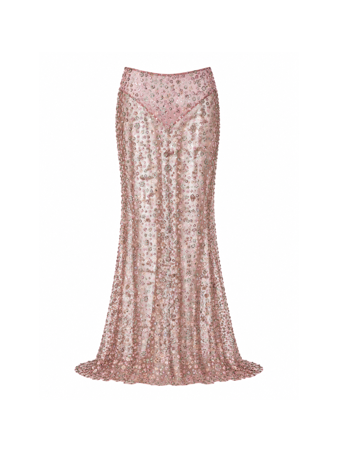 Pink Flower Detailed Crystal Mermaid Skirt