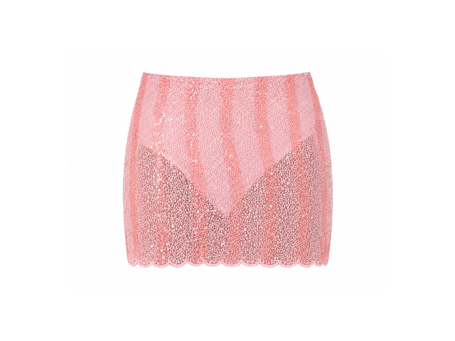 Pink Embroidered Mini Skirt