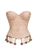 Pink Embroidered Detail and Tassel Corset