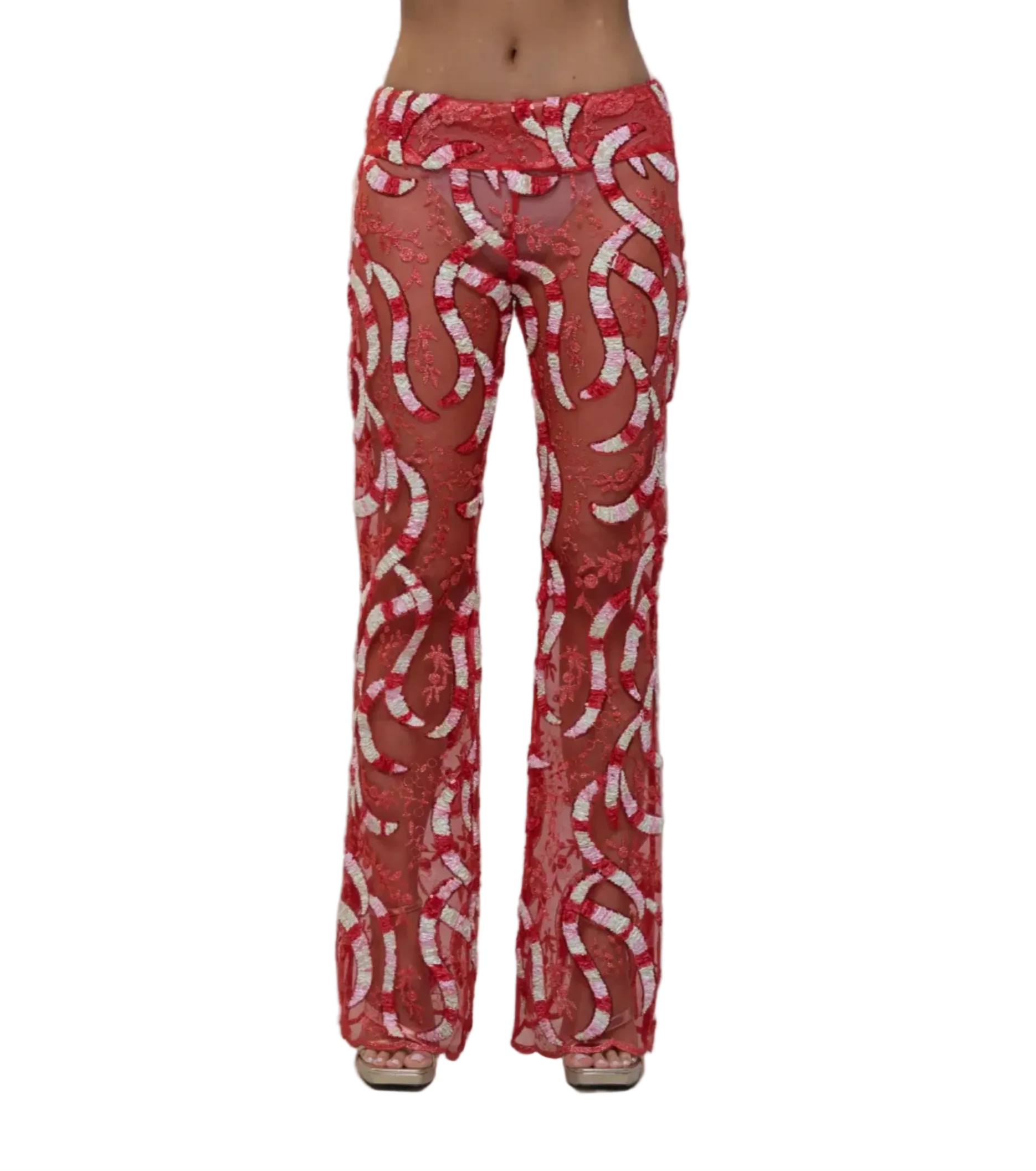 Red Velvet and Embroidered Trousers
