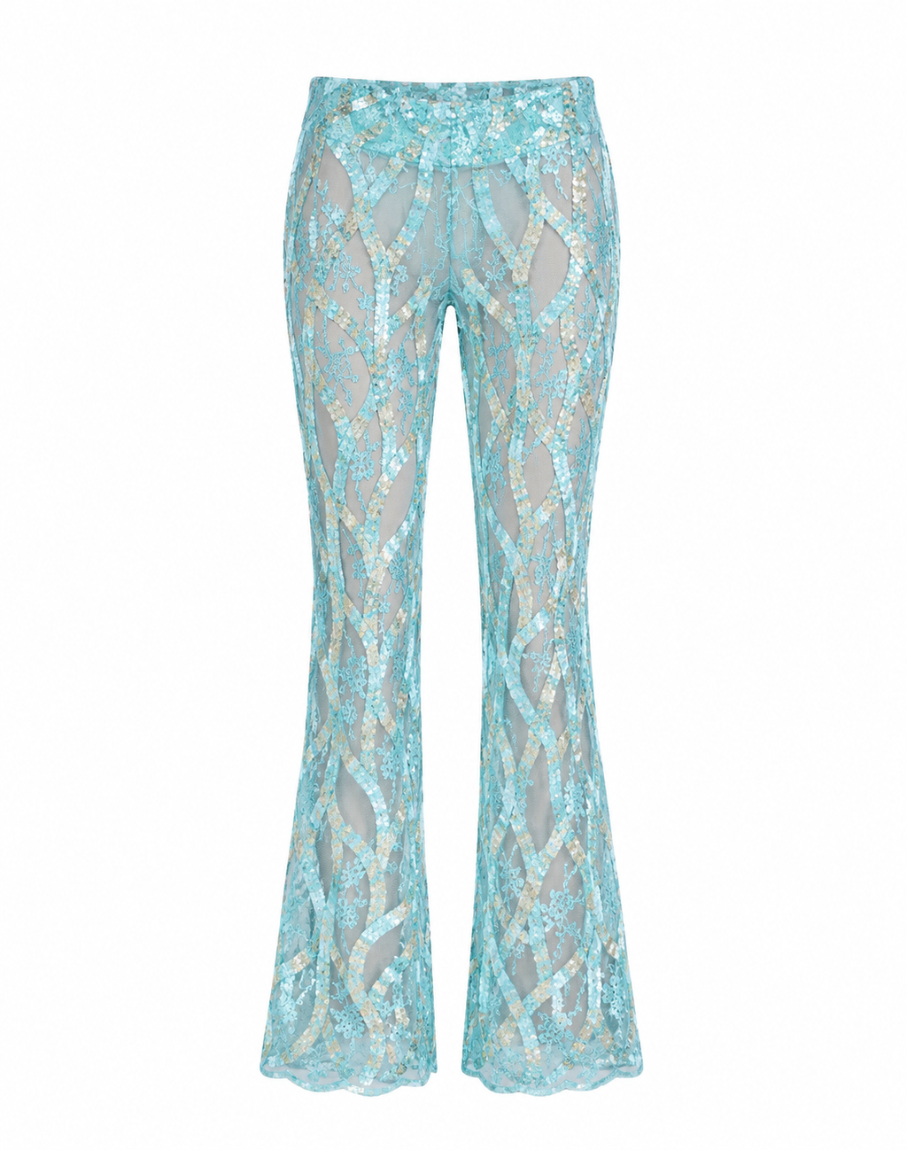Turquoise Velvet and Embroidered Trousers