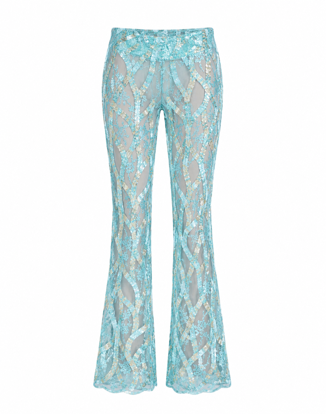 Turquoise Velvet and Embroidered Trousers