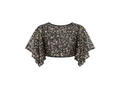 Black Flower Detailed Crystal Open Back Top
