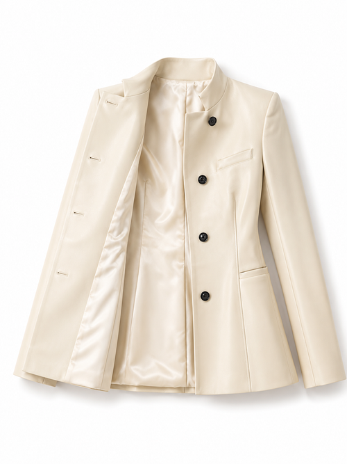 Cream Leatherette Blazer