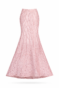 Pink Sequin Embroidered Mermaid Skirt