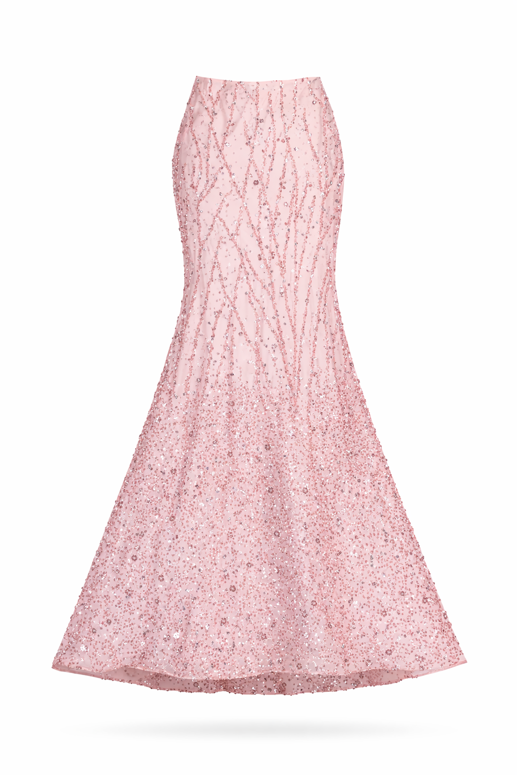 Pink Sequin Embroidered Mermaid Skirt