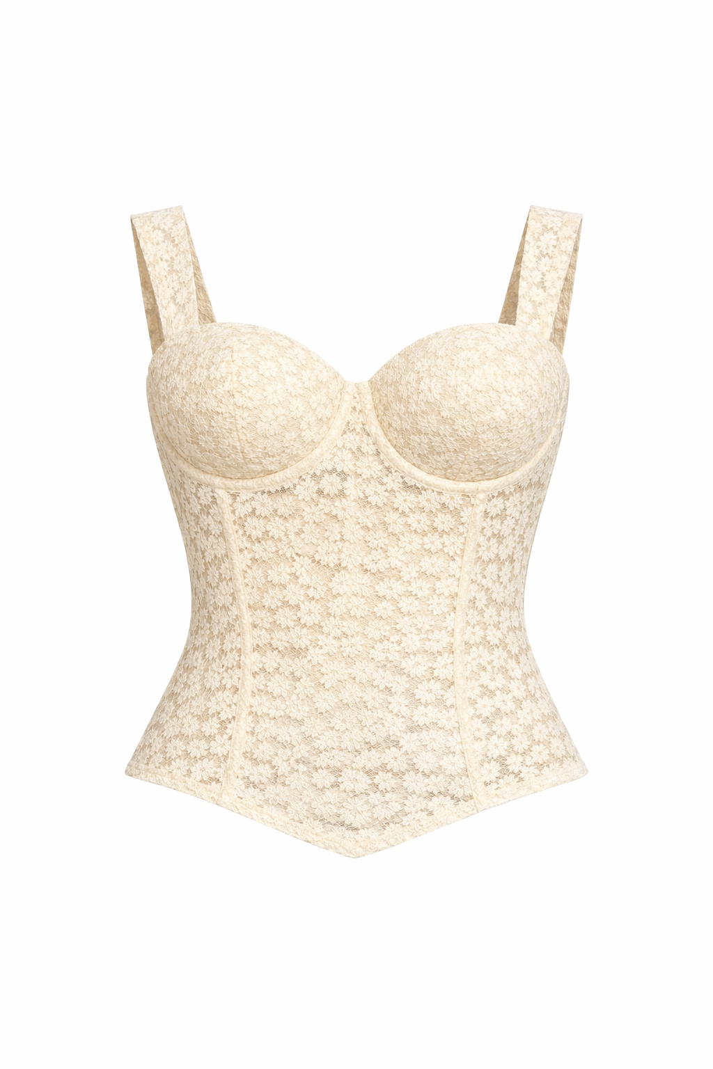 Cream Crochet Flower Detailed Corset