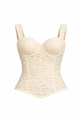 Cream Crochet Flower Detailed Corset
