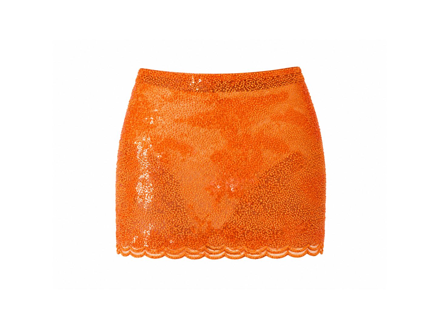 Orange Embroidered Mini Skirt
