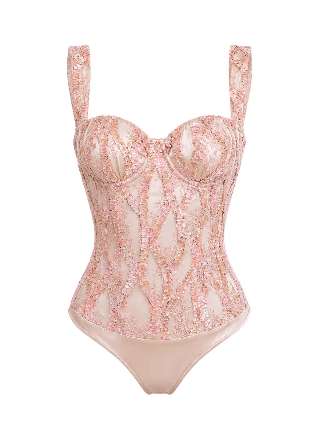 Rose Gold Velvet and Embroidered Bodysuit