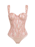 Rose Gold Velvet and Embroidered Bodysuit