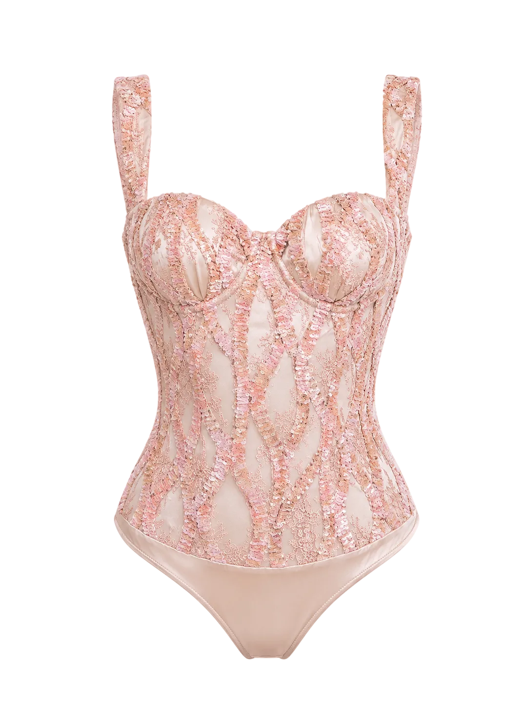 Rose Gold Velvet and Embroidered Bodysuit