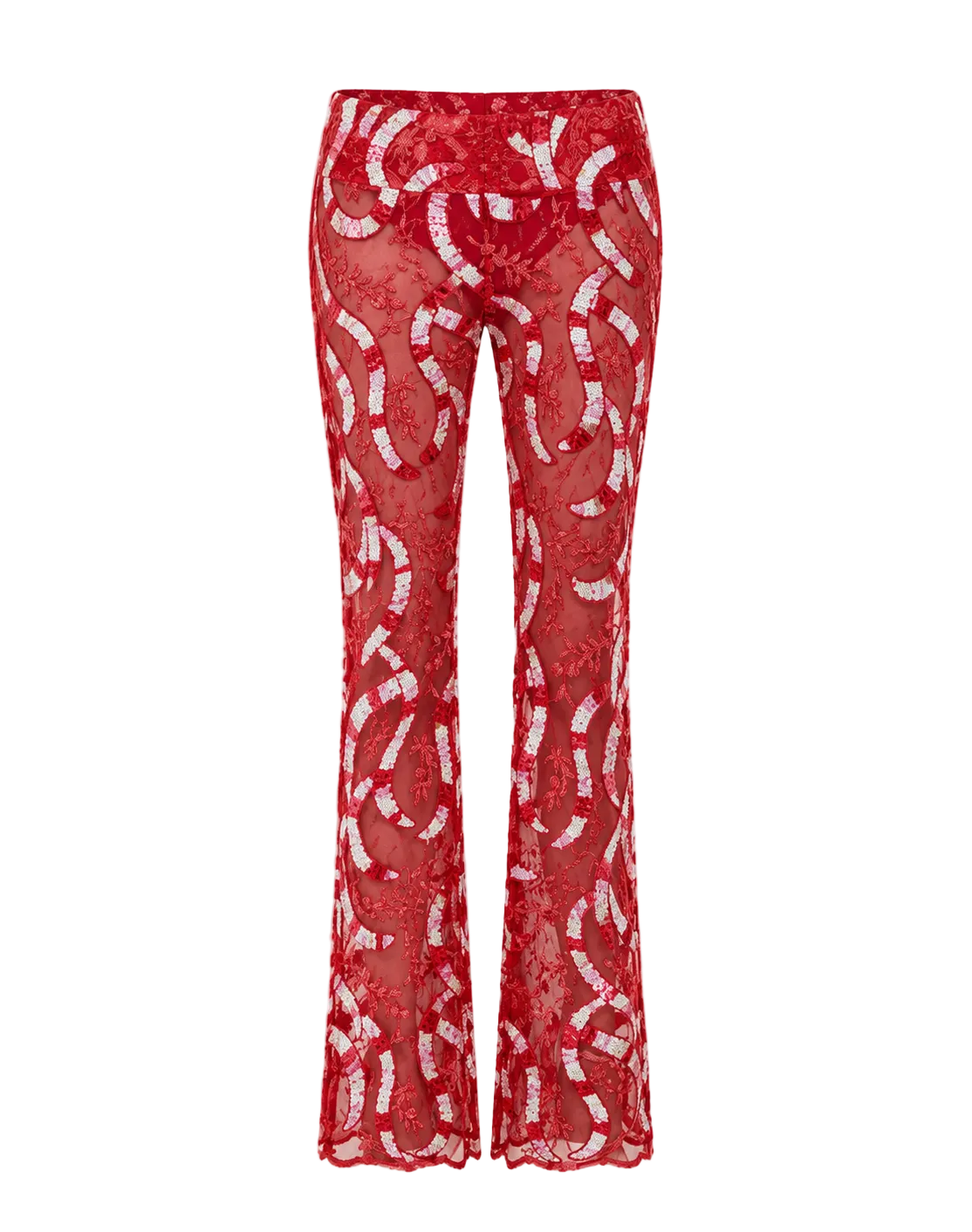 Red Velvet and Embroidered Trousers