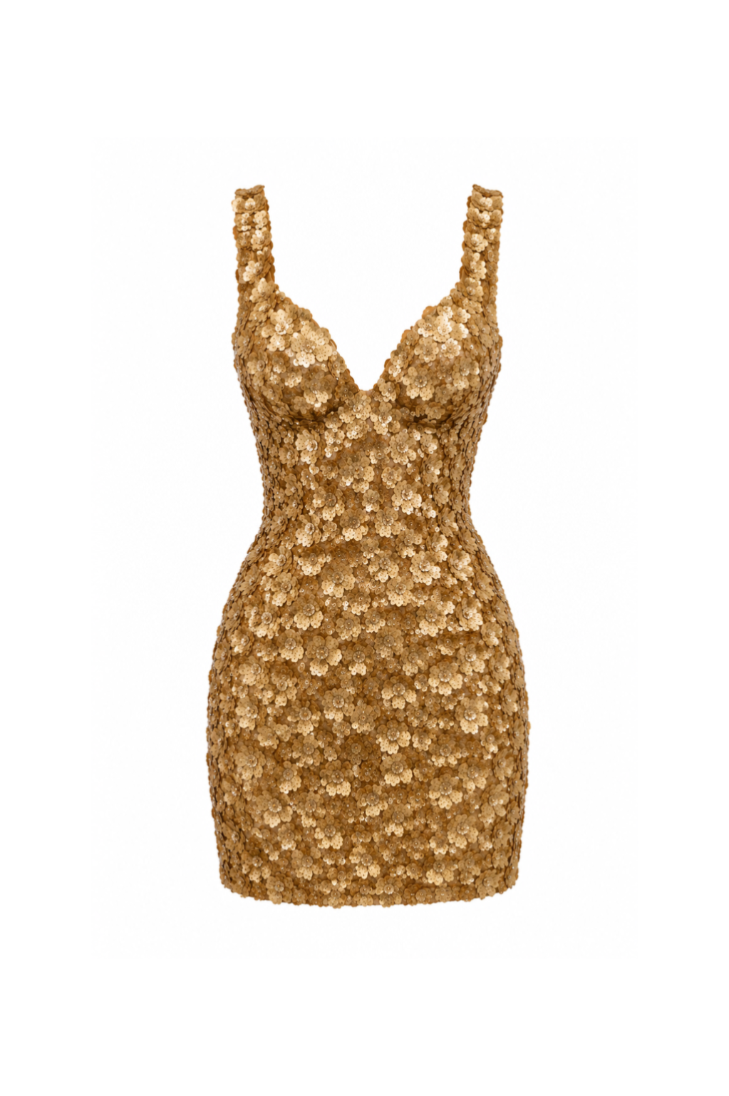 Golden Flower Detailed Mini Dress