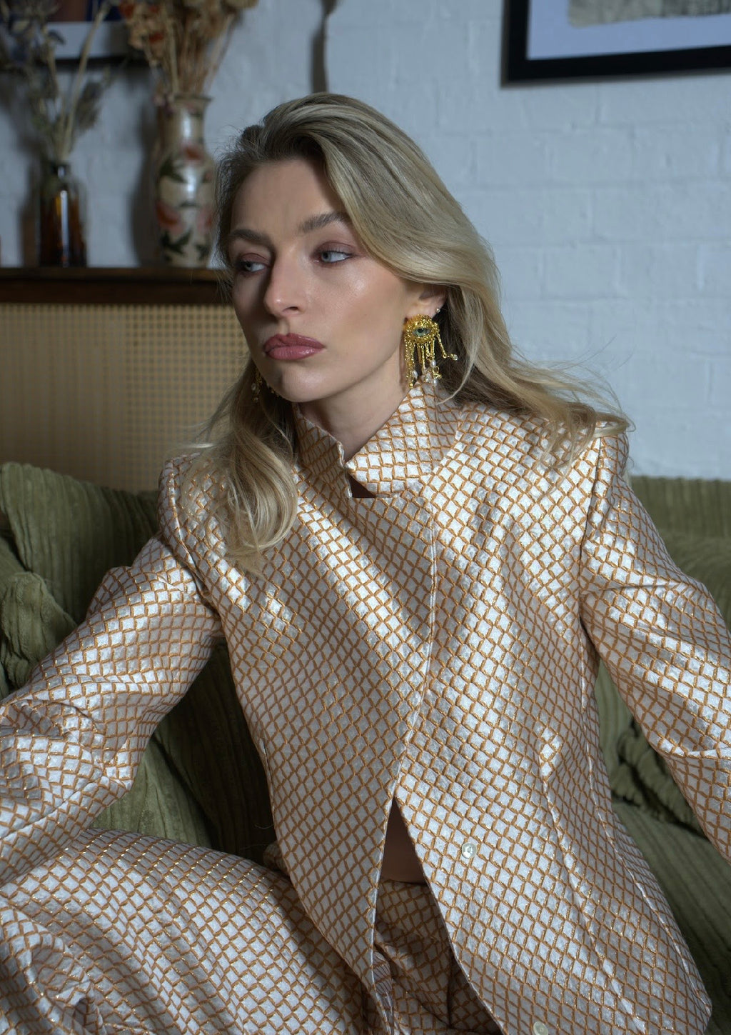Golden Diamond Detailed Blazer