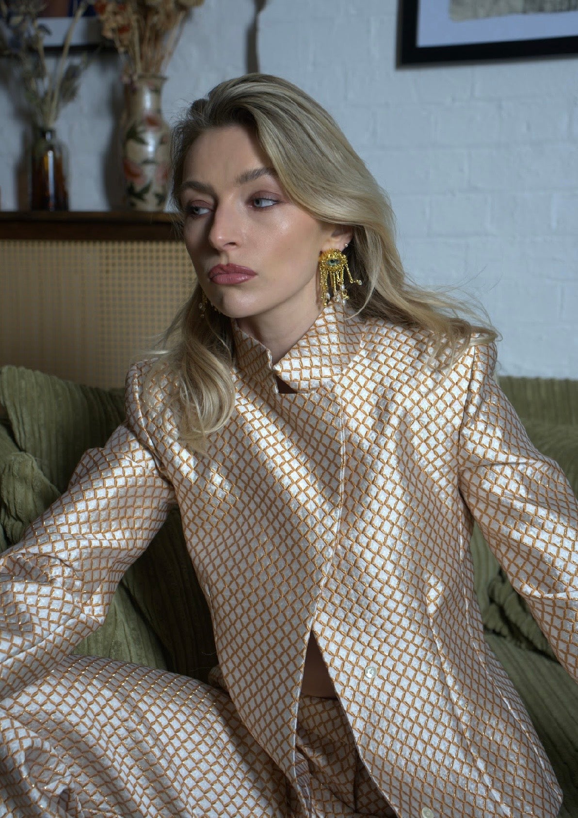 Golden Diamond Detailed Blazer