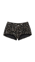 Black Flower Detailed Crystal Mini Shorts