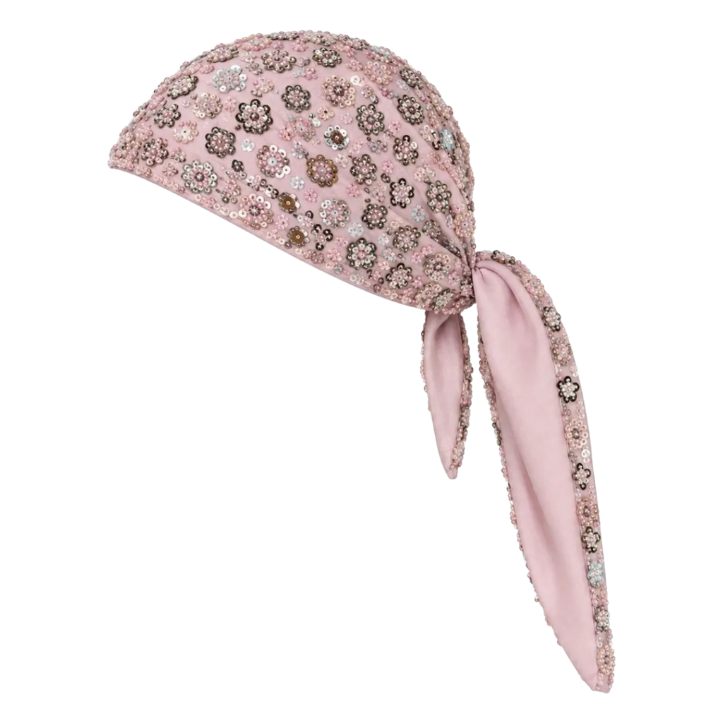 Pink Crystal Flower Detailed Headscarf