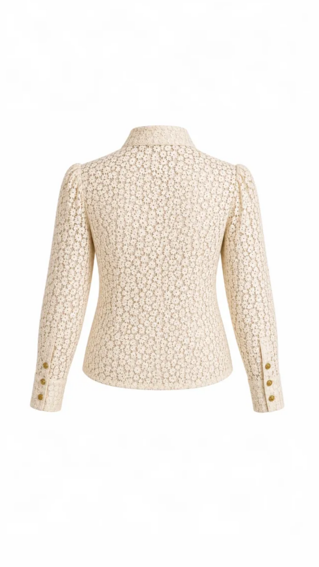 Cream Embroidered Flower Detailed Shirt