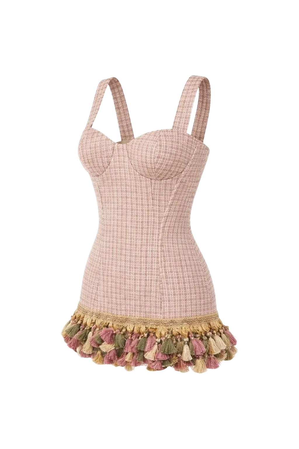 Pink Tweed and Tassel Mini Dress