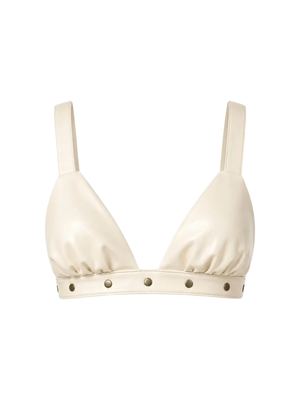 Cream Leatherette Studded Bra Top