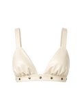 Cream Leatherette Studded Bra Top