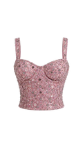Pink Flower Detailed Crystal Corset