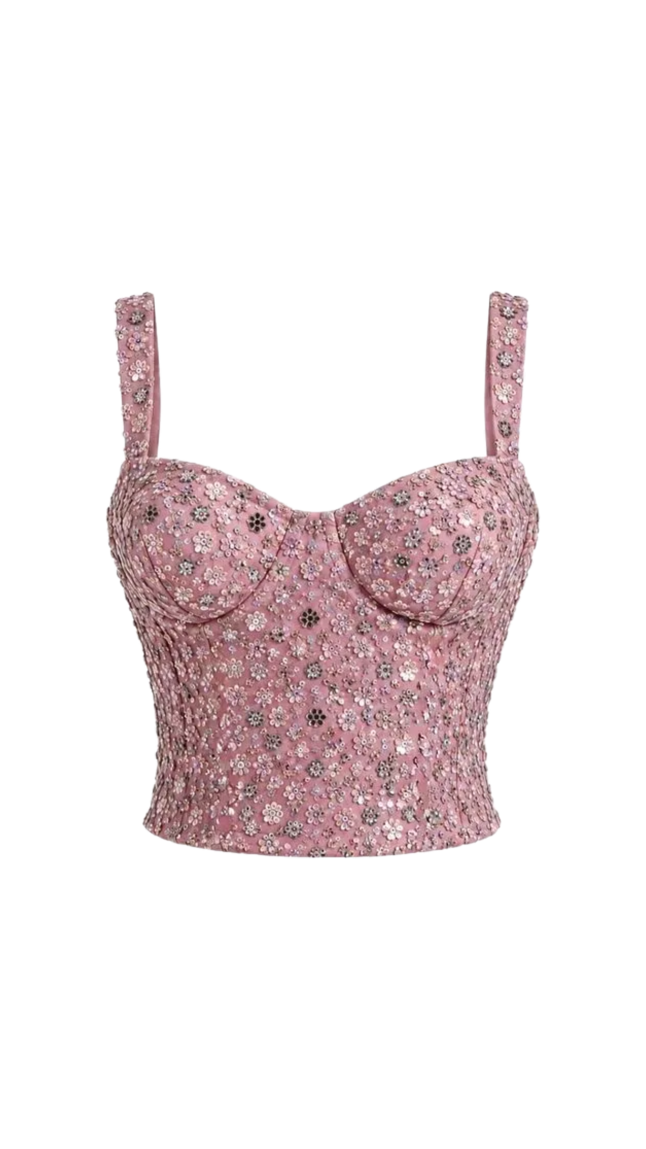 Pink Flower Detailed Crystal Corset