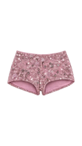 Pink Flower Detailed Crystal Mini Shorts