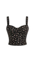 Black Flower Detailed Crystal Corset