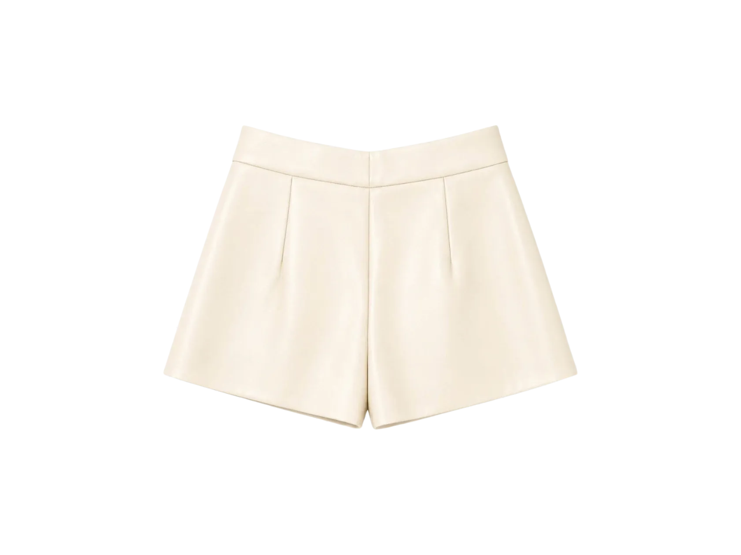 Cream Leatherette Studded Shorts
