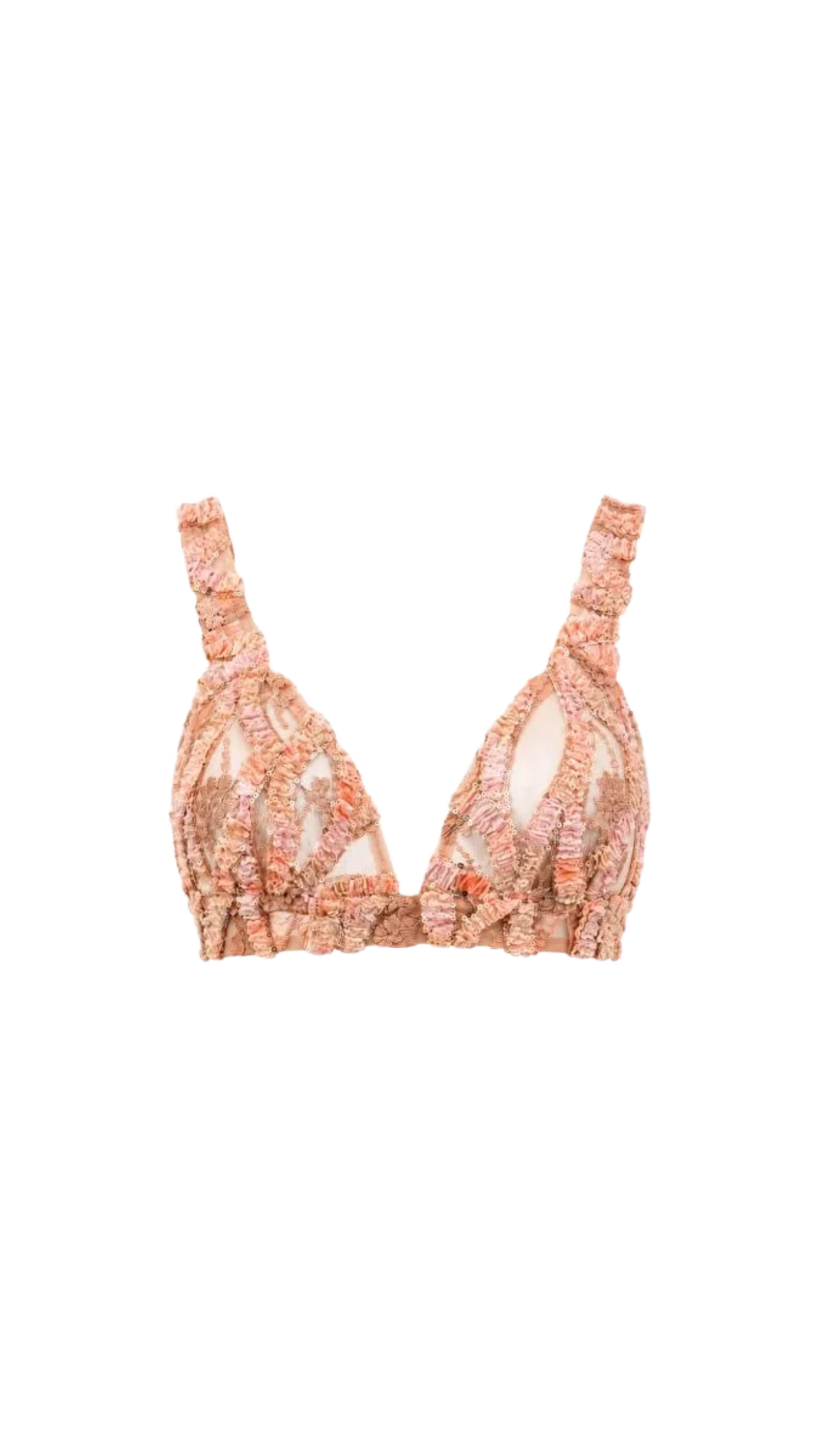 Rose Gold Velvet and Embroidered Bra Top