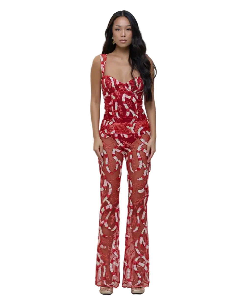 Red Velvet and Embroidered Trousers