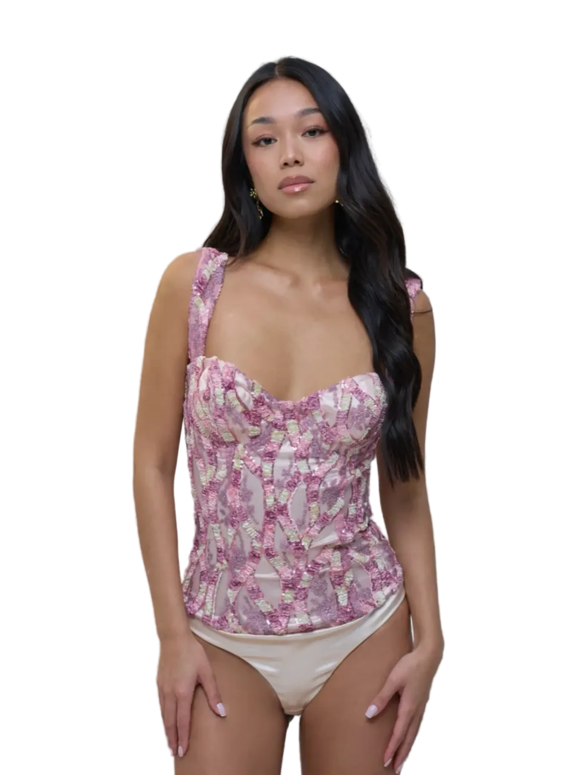 Violet Velvet and Embroidered Bodysuit
